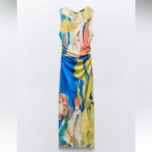 Zara Fitted Printed Midi Dress